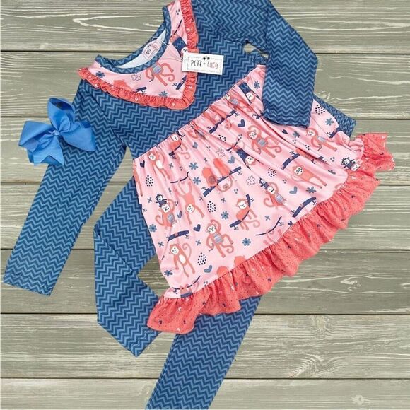 Pete &‎ Lucy Monkeying around pant Set size 6/12months - Picture 1 of 9